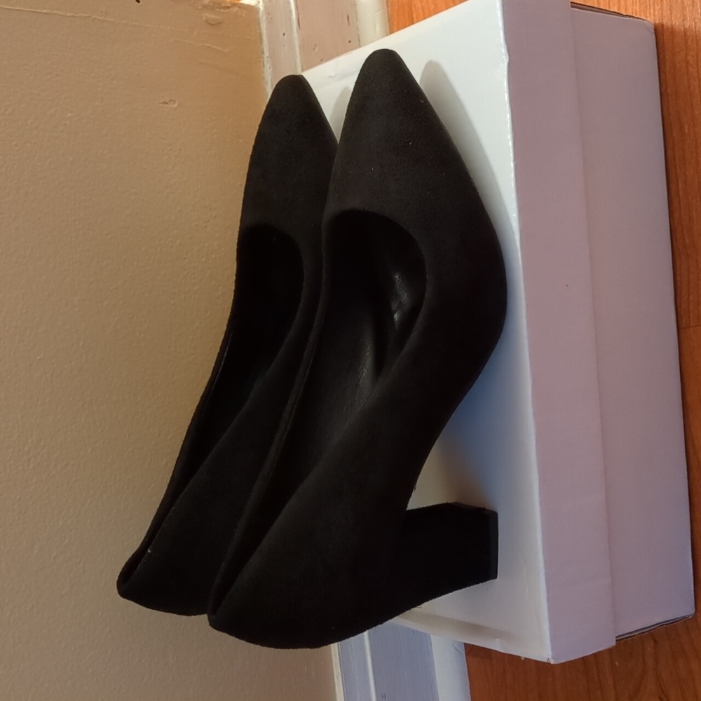 Black suede heel